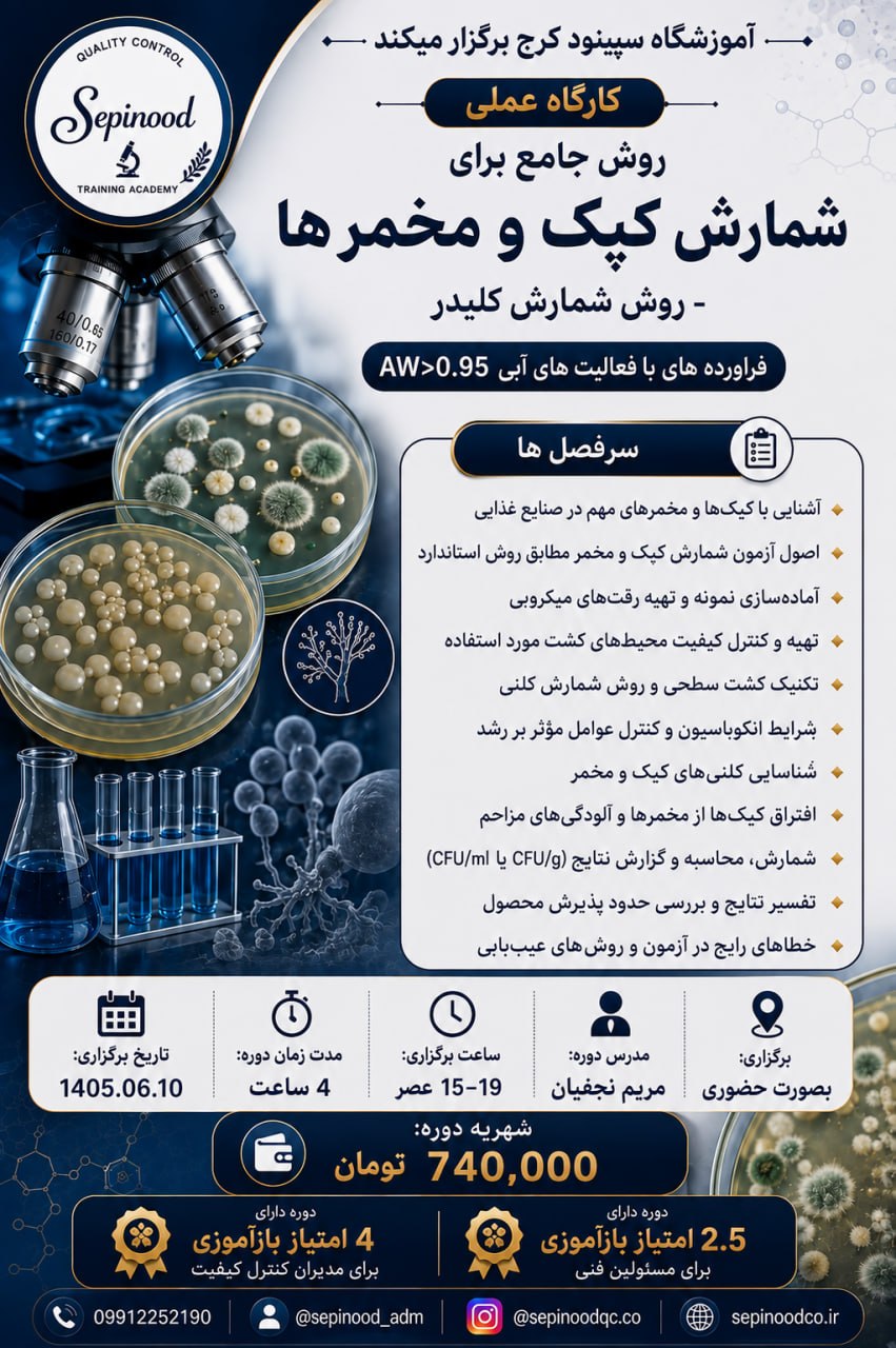 کارگاه عملی روش جامع برای شمارش کپک و مخمر ها